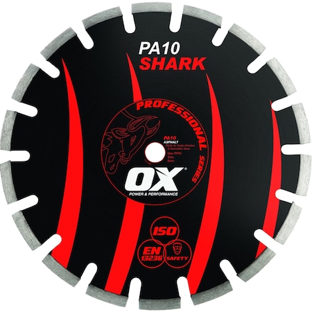Ox Tools Pro Segmented Asphalt Diamond Blade, Diameter: 12" / 300mm, Bore: 1" - 20mm OX-PA10-12
